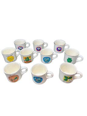 Vintage Boy Scouts Mug Lot 10 Coffee Cup BSA Camp Leader Andrew Jackson 70s USA